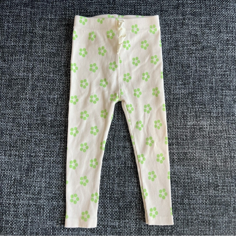 Zara Neon Floral Ribbed Leggings Size 18-24 Months
